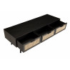 MACABANE - Meuble TV en bois noir 3 tiroirs cannage clair