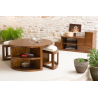 MACABANE - Table basse ronde 2 tabourets avec coussins