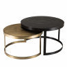 MACABANE - Set de 2 tables gigognes ceinturées rondes alu noir doré