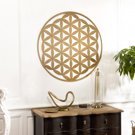 MACABANE - Décoration murale ronde 95x95cm métal doré
