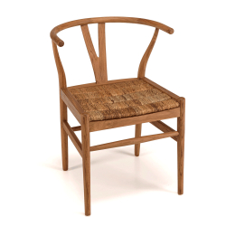 MACABANE - Chaise marron en bois de teck recyclé dossier arrondi