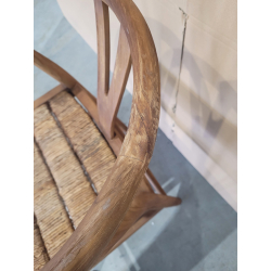 MACABANE - Chaise marron en bois de teck recyclé dossier arrondi