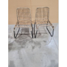 MACABANE - Lot de 2 chaises rotin/kubu et métal noir Balla