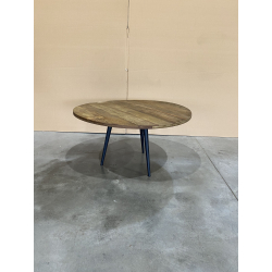 MACABANE - Table basse ronde 75x75cm Teck recyclé pieds métal