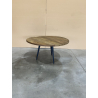 MACABANE - Table basse ronde 75x75cm Teck recyclé pieds métal