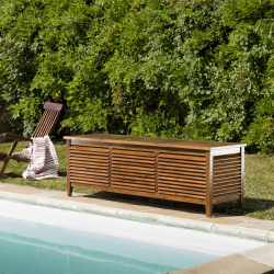MACABANE - Coffre piscine en bois de Teck huilé 200x55cm