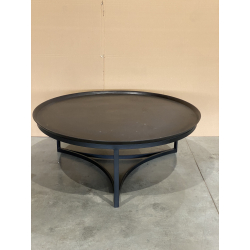 MACABANE - Table basse ronde 100x100cm en aluminium noir