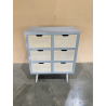 MACABANE - Commode grise 6 tiroirs beiges bois Pin