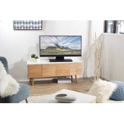 MACABANE - Meuble tv blanc quatre portes bois clair