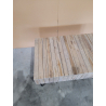 MACABANE - Table basse rectangulaire 2 tiroirs bois teck naturel pieds épingles scandi métal