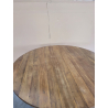 MACABANE - Table à manger ronde 130x130 pieds croisés Teck recyclé Acacia