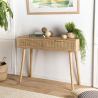 MACABANE - Console deux tiroirs cannage couleur naturel