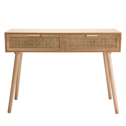 MACABANE - Console deux tiroirs cannage couleur naturel