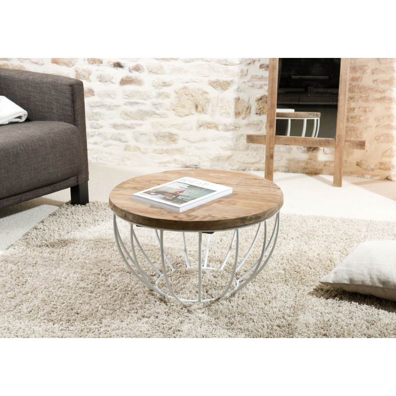 MACABANE - Table basse coque blanche 60 x 60 cm