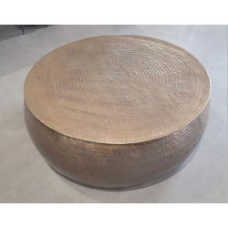 MACABANE - Table basse ronde 106x106cm effet martelé aluminium doré